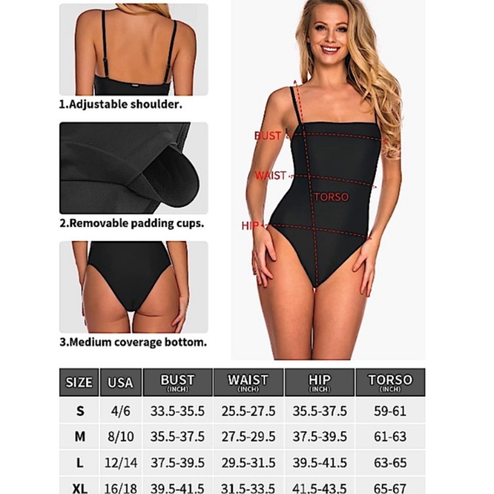 Black Bandeau One Piece Swimsuit - Picture 6 of 6